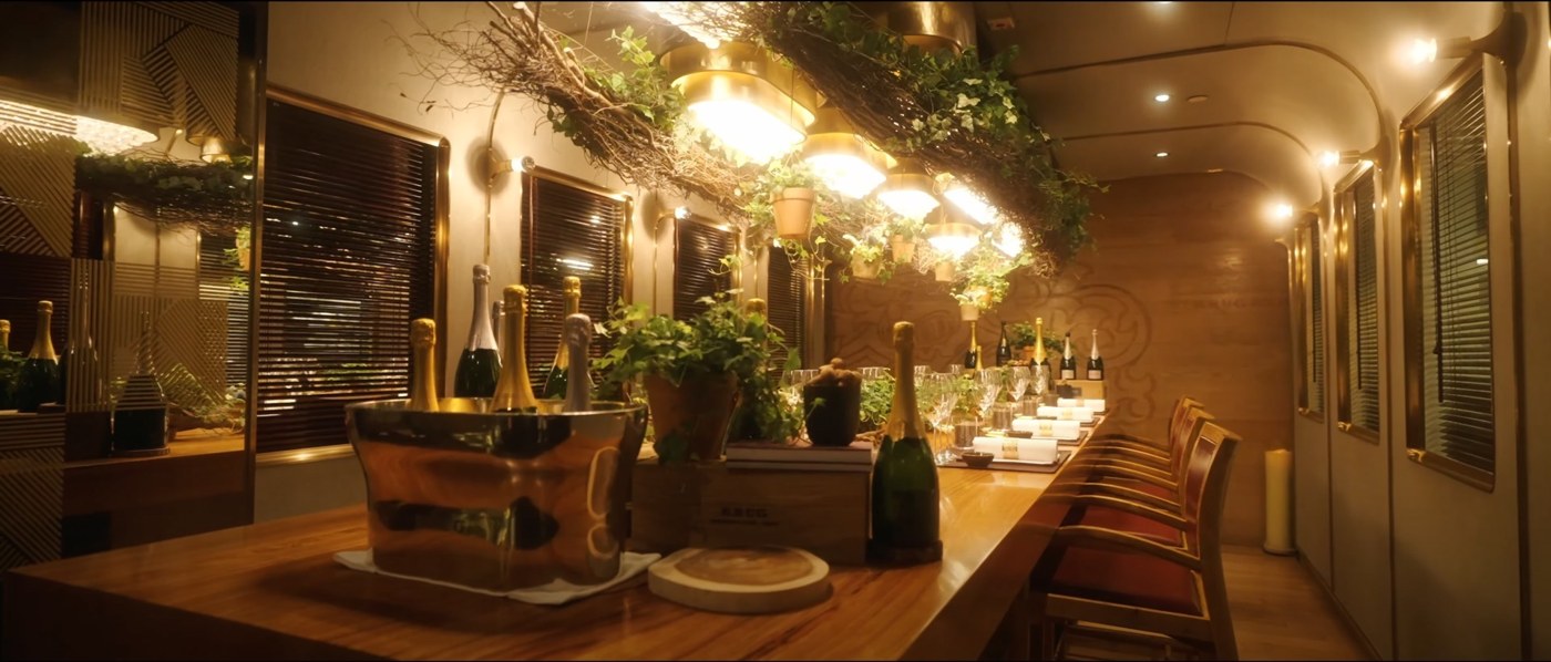 Golden interior at Mandarin Oriental Hong Kong, from Samuel Kwan’s film