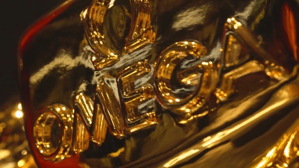 Golden details in Omega’s Hong Kong boutique, filmed by Samuel Kwan