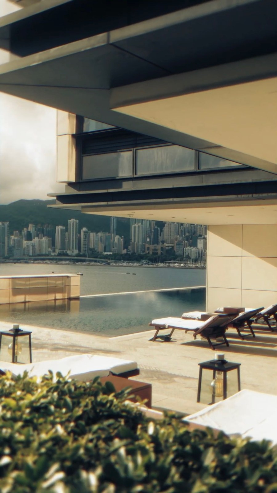 Pool and terrace at Rosewood Hong Kong, filmed by Samuel Kwan